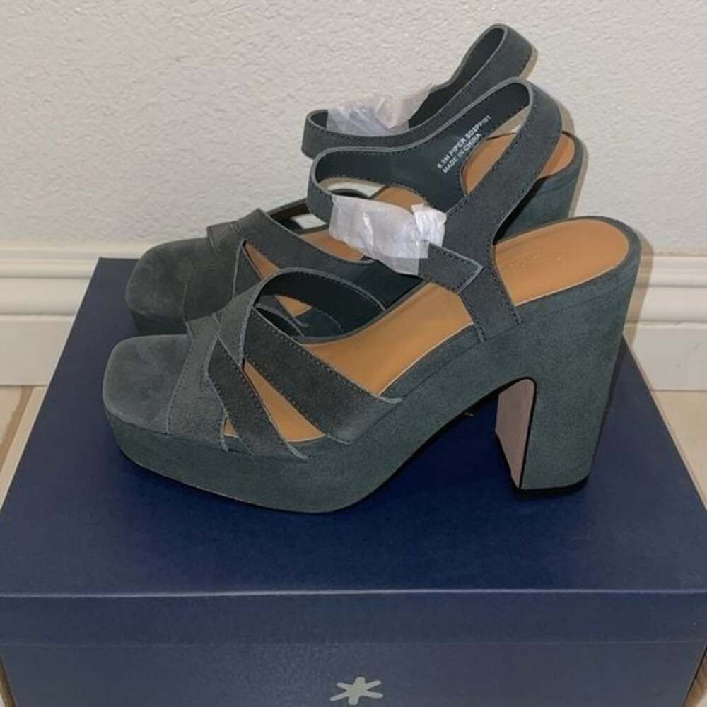 NWT SPLENDID PIPER SUEDE PLATFORM SANDAL IN BLACK Women’s 6.5